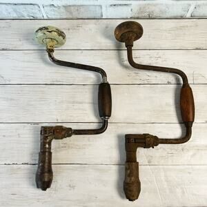 Hand Drill Crank Handle Lot Primitive Wood/Metal Tools/Parts Woodworking  VTG